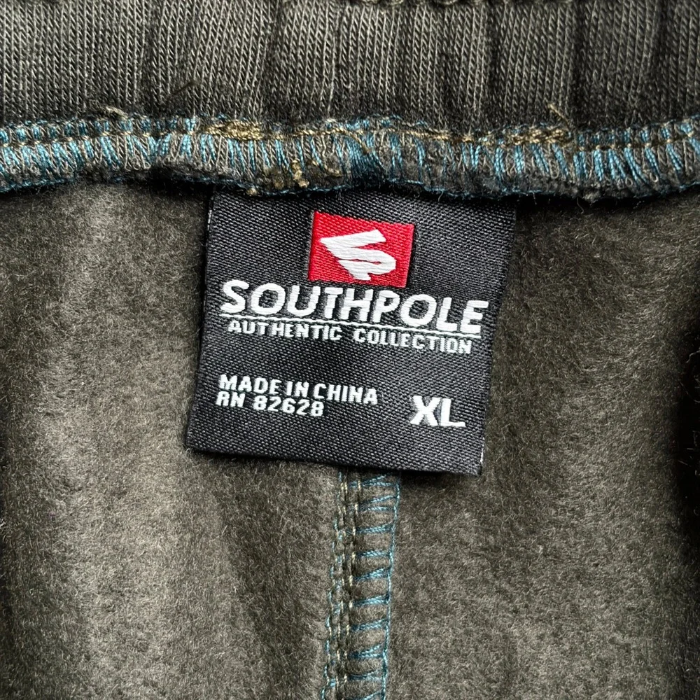 Southpole Jogger Sweatpants Mens XL Olive Green Tech Fleece Zip Pockets Tapered